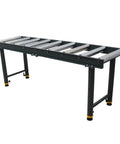 Nine Roll Conveyor Roller Stand With Adjustable Height For Heavy Duty Load, 65 Inch Long Industrial Roller Conveyor System