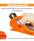 Multi Tool Wrapping Paper Cutter And Vinyl Film Cutter with quick blade replacement feature in use