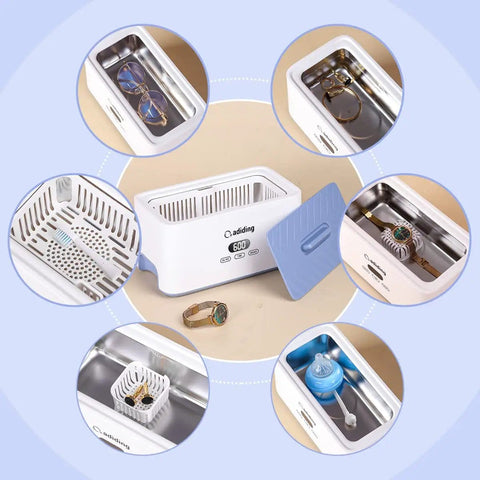 Ultrasonic Jewelry Cleaner 1000mL Deep Clean, 45kHz Sonic Cleaner With 5 Modes And Degassing, Boss Level Clean in action with various items