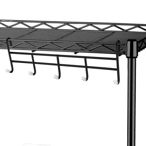 Two Pack 5 Hook Attachments For Wire Shelving Racks, Chrome Plated Steel Shelf Hooks For Easy Storage And Hang Stuff installed view