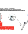 Real Deal Deep Hole Marker Pens 15 Pack Black Ink Long Neck Markers showing 20mm long nib for precision woodworking engineering.