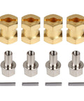 Set of Beefed Up Brass RC Hex Hub Extension For 12mm Wheels, 1/10 Scale Crawler Hex Drive Adapter For Axial SCX10 D90 90046