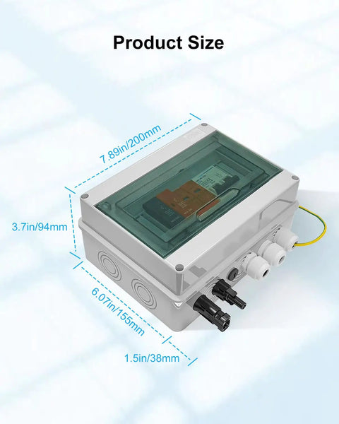 600V Solar PV Combiner Box For One String With Fuse Breaker And Lightning Protection, Easy Install, Durable Weatherproof Housing, Cuts Wiring Hassle, Boosts System Efficiency And Safety For Residential And Commercial Solar Installations, 200mm size