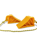 Heavy Duty Wheel Chocks For Rvs And Trailers, Non Slip Tire Stoppers With Durable Rope, yellow grooved blocks for RVs.