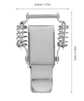 Front view of Stainless Steel Spring Hasp Toggle Latch Lock With Dual Spring Design For Toolbox And Wooden Case, with dimensions labeled.