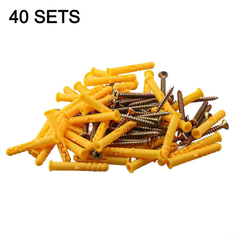40 Pcs M6x40mm Self Tapping Expansion Screws And Wall Anchors Kit For Drywall Carbon Steel And Plastic Colored Zinc Plated Cross Tip DIY