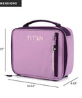 Keep Your Grub Fridge Cold All Day With This Straight Up Sweet Soft Sided Lunch Bag Featuring Double Ice Packs For Office Grind School Runs And Weekend Adventures In Smooth Lavender, showing dimensions of 10.04" x 8.07" x 4.33".
