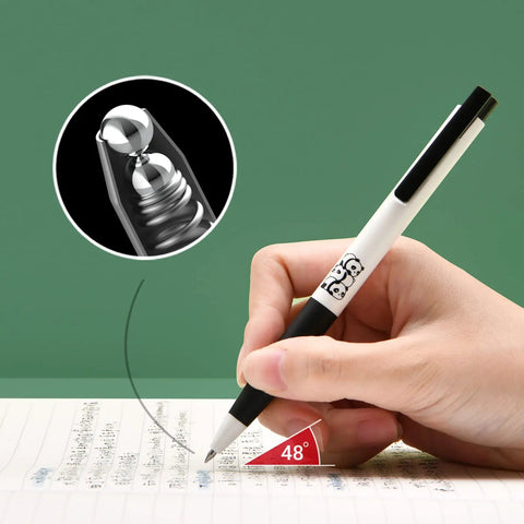 Three Panda Pattern Gel Ink Pens Set With All Black Ink 0.5mm Fine Point Comfortable Soft Grip ABS Pens For Smooth Quick Dry Writing