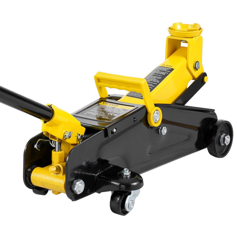 Low Profile 2 Ton Floor Jack For Cars Heavy Duty Iron Hydraulic Car Jack With Quick Lift Pump 4.9 To 13.2 Inch Lift Range Single Piston Yellow Finish
