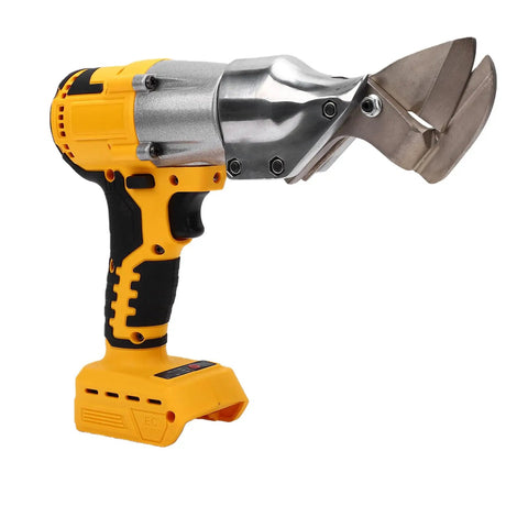 Heavy Duty Cordless Metal Shears With 400Nm Brushless Motor And Rotating Head, Battery Powered Electric Sheet Metal Cutter For Steel And Aluminum With Led Light For Pro Jobs, showing angled metal cutting blades.