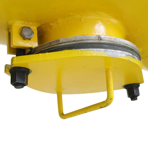 Close-up of Heavy Duty 50 Kg Ball Mill Grinding Machine component with yellow coating and metal fasteners.
