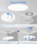 Installation guide for RGB LED Ceiling Light 12 Inch, 24W 5000K Dimmable Flush Mount With Remote, showing easy steps and details.