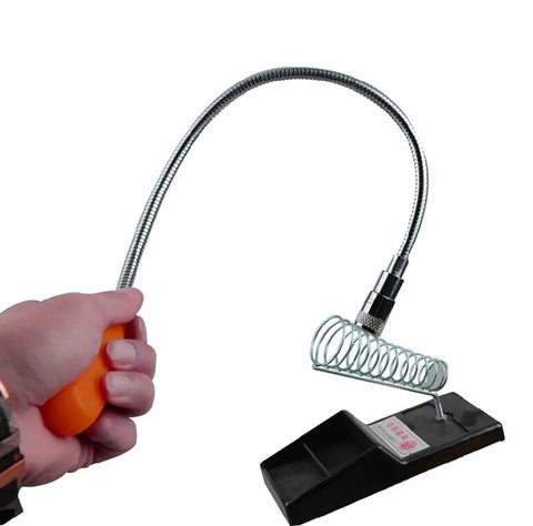 24 Inch Flexible Magnetic Pickup Tool With LED Light demonstration in hand, showing bendability and base support.