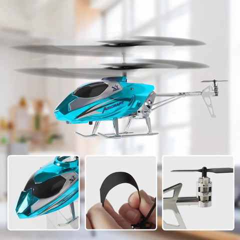 Indoor 2.4G RC Helicopter With LED Lights And Altitude Hold For Kids 12 Plus And Adults with close-up on details and rotor design