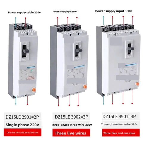 Tough As Nails Heavy Duty Residual Current Earth Leakage Circuit Breaker Two Three Four Pole, 220V and 380V models shown.