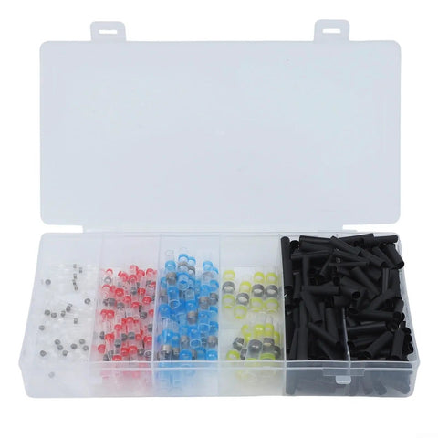 Rock Solid 420 Pc Solder Seal Wire Connector Kit With Heat Shrink Butt Terminals For Marine Auto And Home Electrical Wiring Projects Plus Color Coded Sleeves And Black Tubing For Watertight Seals in organizer box