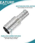 uxcell 2-pack stainless steel hose barb reducer, 7/8 to 5/8 in, 304 SS sanitary adapter