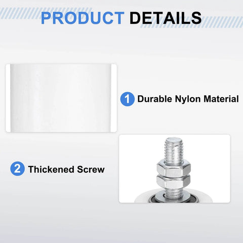 Two Pack Nylon Gate Guide Rollers for Sliding Doors - 1.26 Inch Diameter, 1.57 Inch Length, Built Tough Universal Gate Guider with M10 Bolt