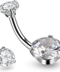 Zircon navel ring from Pain Free Belly Button Piercing Kit With 14G Hypoallergenic Steel Needles And Clamp Pro Grade Navel Ring Starter Set