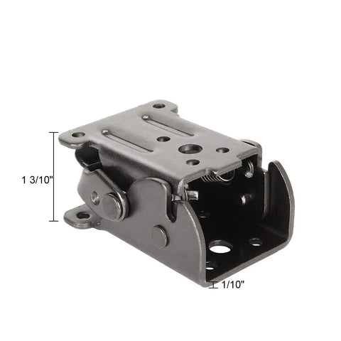 Heavy Duty Stainless Steel Folding Table Leg Brackets With Self Locking Hinges, side view showing dimensions 1 3/10" x 1/10".