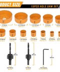 Super Cool 15 Piece Hole Saw Set With 12 Sizes From 3 4 Inch To 3 Inches Plus Two Heavy Duty Arbors And Hex Key For Wood Plastic Soft Metal Home DIY Projects Make Cutouts A Breeze, 12 sizes and arbors