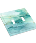 Killer Teal Marble Decorative Switch Plate Cover For Two Gang Double Toggle Outlet Wall Panel, stylish teal marble design.