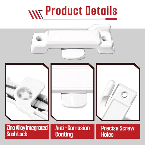 Close-up of 10 Pack F 2590 Replacement Sash Locks with anti-corrosion coating and precise screw holes.