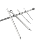 All-In-One Stainless Steel Cotter Pin Kit 25 Pcs in 5 Sizes M1.5x25, M2x30, M2.5x40, M4x60, M4x80 arranged side by side