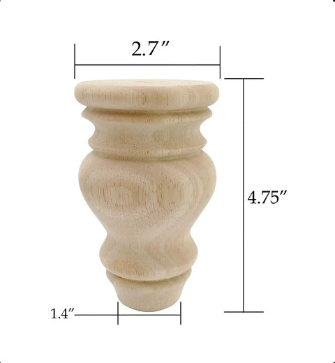 Beefy Four Point Seven Inch Solid Wood Furniture Legs Set Of Four With Mounting Plates And Pre Drilled Screws Unfinished Bun Foot
