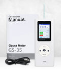 Portable Gauss Meter With Rechargeable Battery 25000 Gauss 2500 MilliTesla Range Magnetometer For Magnetic Field Testing North South Pole Detection Data Logging And Alarm Plus Or Minus Five Percent Accuracy For Factory QC And Workshops, with manual