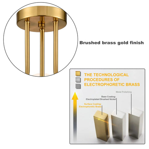 Modern Brass Gold 3 Light Ceiling Fixture With Globe White Glass Shade Semi Flush Mount For Living Room Hallway Sputnik Chandelier Lighting That Delivers Bright Even Illumination And Chic Premium Vibe brushed finish close-up