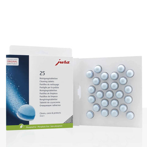 2 Phase Cleaning Tablets Pack of 25 For Automatic Coffee Machines, Gentle Descaling and Rinse Formula box opened