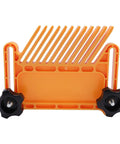 Professional Anti Kickback Feather Boards For Table Saws And Bandsaws, Heavy Duty clamp in orange with knobs for easy adjustment.