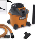 Heavy Duty Wet Dry Vacuum And Blower With 12 Gallon Capacity And 5 Peak Horsepower Detachable Leaf Blower Head for workshop cleanup tools.