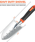 Heavy Duty Garden Shovel With Measurement Mark Pro Grade Ergonomic Rubber Handle and Sturdy Trowel for Digging