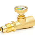 Propane Tank Gauge With Emergency Shut Off, Color Coded Pressure Meter, Propane Gas Gauge With POL Connection For Cylinder shown