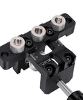 Close-up of Heavy Duty 3 In 1 Self Centering Dowel Jig Kit For Shop Ready Woodworking Aluminum Drill Guide with adjustable settings.