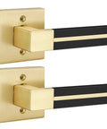 Gold Dummy Door Handles With Black Leather 2 Pack For Pantry And French Doors No Lock Function No Latch Or Key Pull Or Push Style One Sided Surface Mount Hardware No Fuss, two gold handles