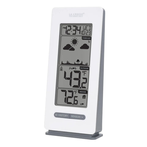 All In One Battery Operated Monochrome Digital Forecast Station with wireless display showing weather data and moon phase
