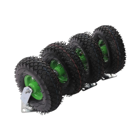 Heavy Duty 10 Inch Pneumatic Caster Set Four Piece Swivel And Rigid Wheels Ball Bearing Axles for Hand Trucks