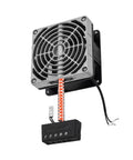 Built Like A Tank Industrial Air Heater And Dehumidifier Fan For Power Distribution Cabinets With Rock Solid Aluminum Heating Core Featuring 400 Watts AC 220V mounted with a metal fan.