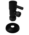 Round Lever Quarter Turn Angle Stop With Half Inch Copper Inlet And Three Eighths Inch Compression Outlet Matte Black Water Supply Valve
