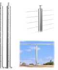 2 Pack Round Cable Railing Posts 36 Inch High 2.36 Inch Diameter Heavy Duty Brushed Stainless Steel Pre Drilled Level Holes