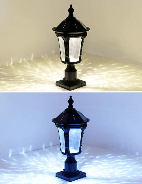 Solar Outdoor Post Light With Two Modes Aluminum Exterior Lantern Waterproof LED Post Lamps Warm and Cool White Lighting