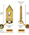 Heavy Duty Self Drilling Drywall Anchor And Screw Kit, 50 Piece Set For Fast DIY Home Fixes, Mounting In Wood Or Drywall, Strong Metal Anchors For Hanging Shelves And More. 50pcs steel anchors and zinc screws, 30mm x 12mm