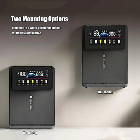 Wall Mounted Instant Hot Water Cooler For Office Or Home, Countertop Style Water Dispenser with display showing controls