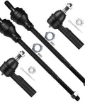 Front Suspension Tie Rod End Kit 4Pc For Chevy Express 2500 3500 And GMC Savana 2500 3500 2003-2019 Inner Outer Tie Rod Ends Replacement Set Easy Install, black steel tie rods with nuts