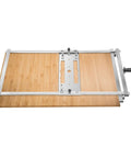 Pro Grade Circular Saw Edge Guide Kit For Precision Straight Cuts, stainless steel frame on wood surface with adjustable ruler