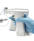 Top Shelf Mini Electric Bone Drill And Oscillating Saw For Veterinary Surgery Featuring Hella Quiet Low Noise Operation and Smooth Precision Cutting Up To 13000 Rpm For Small Animal Care, shown with detailed grip and blade attachment.