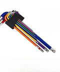 Top Notch Metric Ball End Hex Key Set With Heavy Duty Allen Wrenches For Tough Repairs And Precise Tightening In Hard To Reach Spots Around The Garage Or Shop, color coded set in pouch